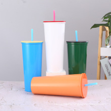 25oz Color Cups Straw Wholesale Custom Logo Most Popular Straw Cup Double Stainless Steel Cup